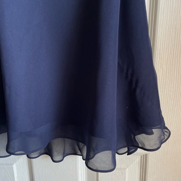 Navy Blue Faviana Sequin Accent One Shoulder Midi Dress Size 6 - Picture 7 of 11